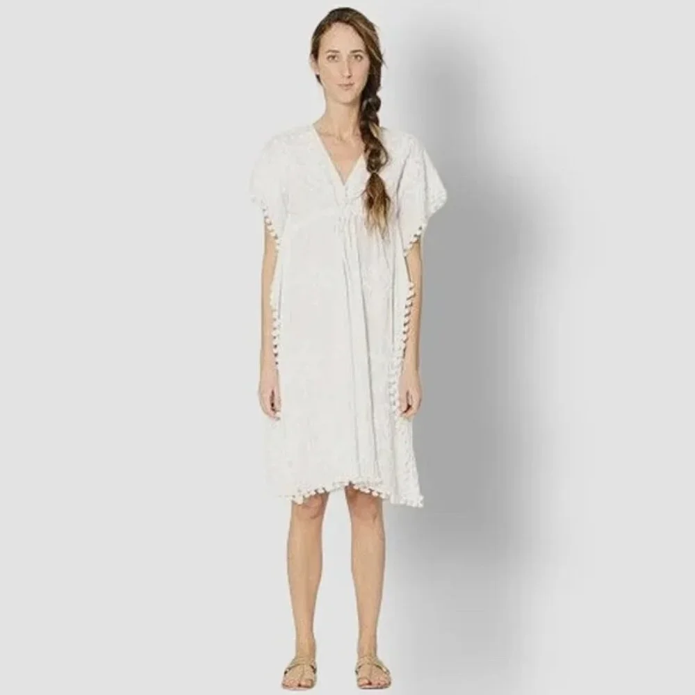 New Matta NY White Kalim Hearts Kaftan - Picture 1 of 7
